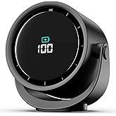 YOSHENMO Portable Desk Fan for Bedroom, Turbo Table Fans with smile icon LED Display, 6-inch, 5-Speed Strong Airflow, Low Noise, 360° Adjustable Tilt, Suitable for Home, Office, Outdoor, Ink Black