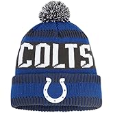 NFL Kids Youth 8-20 One Size Team Color Primary Logo Official Sports Tech Knit Cold Weather Football Pom Beanie Hat