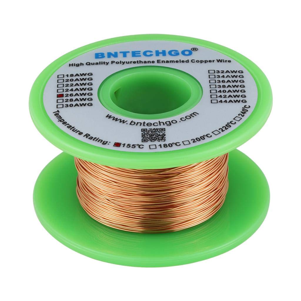BNTECHGO 26 AWG Magnet Wire - Enameled Copper Wire - Enameled Magnet Winding Wire - 4 oz - 0.0157" Diameter 1 Spool Coil Natural Temperature Rating 155℃ Widely Used for Transformers Inductors