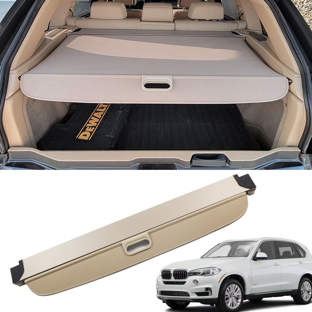 Photo 1 of ****UNTESTED/DIRTYYYY***** Marretoo for BMW X5 E70 2007-2018 Cargo Cover 2017 2018 for BMW X5 Accessories Upgrade Version Beige Retractable Trunk Cover Security Shield Shade (Beige)