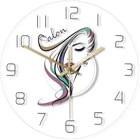 Amazon 掛け時計 おしゃれ 壁掛け時計 置き時計 ビューティータイムヘアサロン美容師デザイン透明アクリル壁時計ヘアスタイリスト理髪店のウォールウォッチ女性のためのアートギフト 置き掛け兼用 耐久性丈夫 無騒音静音 防塵 インテリア 部屋装飾 プレゼント は部屋