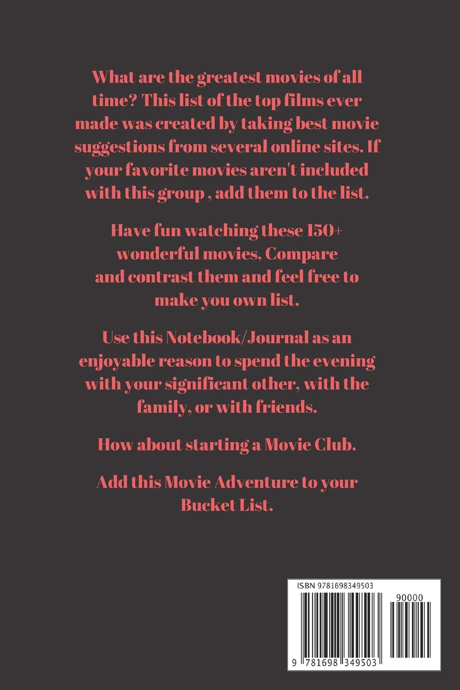 Buy Best Movies Of All Time Movie Night Series Book Notebook Movie Lovers Log Film Critic Diary Of Drama And The Cinema Bucket List Challenge Journal Fun Movie Night For Entire Family Book