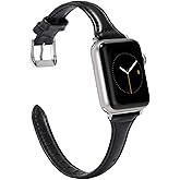 Wearlizer Slim Thin Leather Bands Compatible with Apple Watch Band 38mm 40mm 41mm 42mm 44mm 45mm 46mm 49mm Women Men Strap Wristband Bracelet for iWatch Series 11 10 9 8 7 6 5 4 3 SE/Ultra 3 2 1