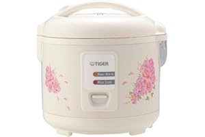 Tiger JAZ-A10U-FH 5.5-Cup (Uncooked) Rice Cooker and Warmer with Steam Basket, Floral White