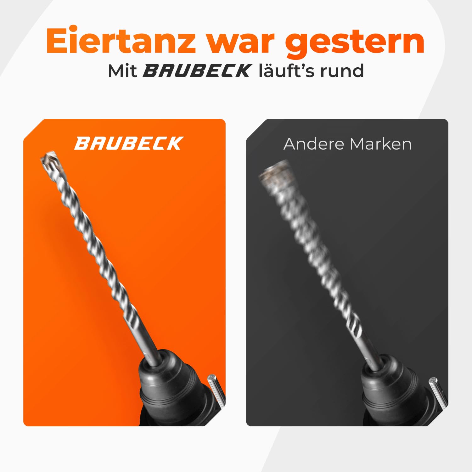 BAUBECK SDS Plus Bohrer Set für Beton [7tlg - Ø6-14 & 210mm lang] 4 Schneiden - Langlebige Betonbohrer aus 40CR Stahl für Präzise Ergebnisse - Bohrer Set Beton Schlagbohrer SDS Bohrer Stein 3