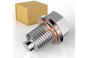Fonowka M14x1.5 Stainless Steel Magnetic Oil Drain Plug with 1 Pcs Copper Gasket Crush Washer Sump Drain Nut Bolt Oil Pan Bolt Anti Leakage Seal Replacement for Honda Acura Ford GM Mazda Hyundai Kia