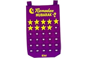 EMART4U Ramadan Decorations Eid Count down Calendar Ramadan Calendar for Kids Islamic Festive Home Décor Ramadan Mubarak Advent Calendar + 10 Free Balloons (Purple)