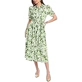 Anne Klein Womens Shirt Dress with Puff Sleeves