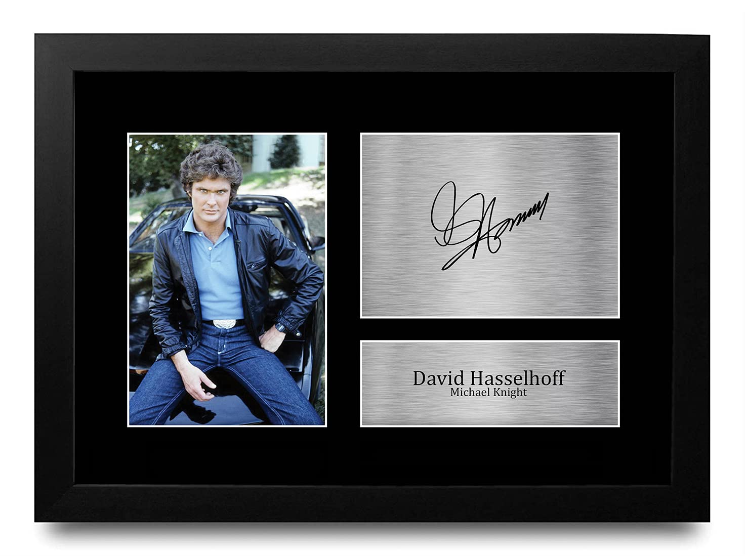 HWC Trading FR A4 David Hasselhoff Knight Rider Gifts Printed Signed Autograph Picture for TV Show Fans - A4 Framed