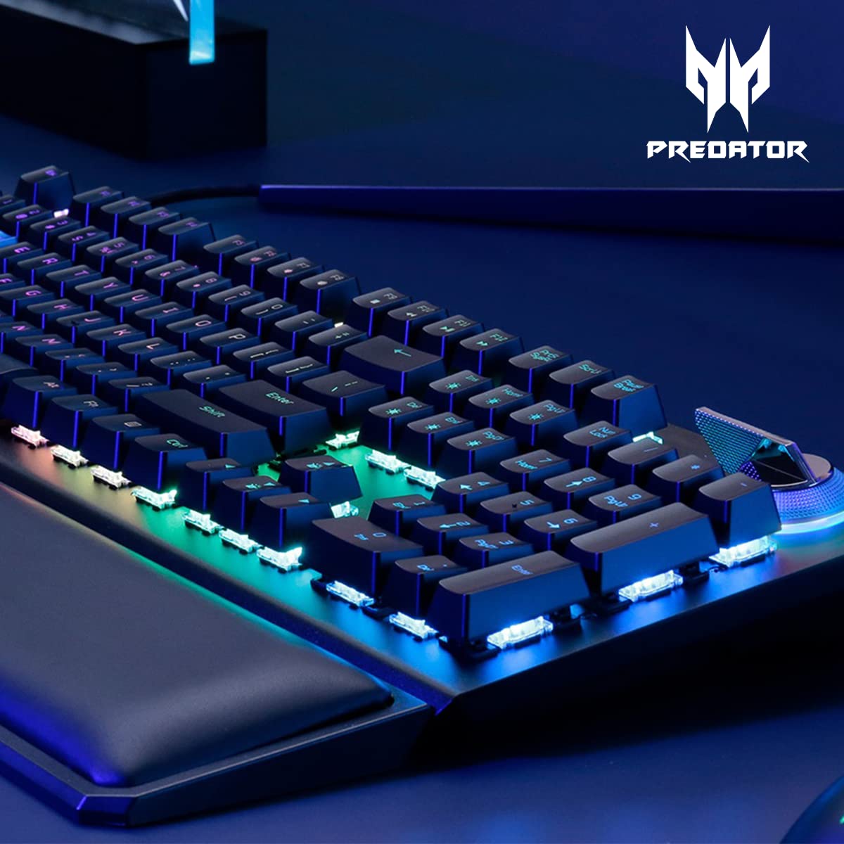 Acer Predator Aethon 700 Gaming Keyboard:Clicky or Linear-Your Choice|Per-Key 16.8M RGB Colors Backlighting|Programmable|Dedicated Media Keys & Dial|100% Anti-Ghosting|Magnetic Wrist Rest,(Pack of 1)