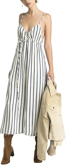 blue and white striped linen jumpsuit