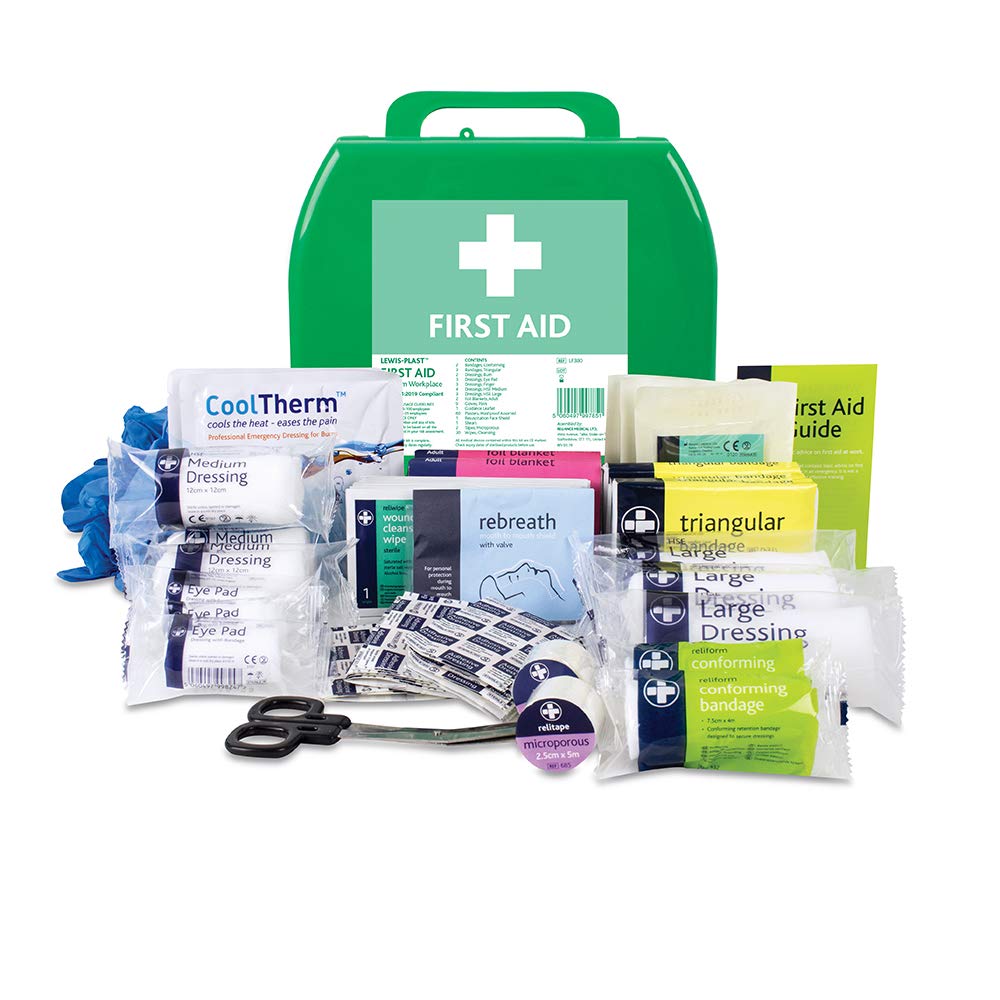 Lewis-Plast Medium Premium BS8599-1 Compliant (Low-Risk High Risk) First Aid Kit - First Aid Kit for Injuries