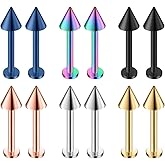 Ruifan 12PCS 14G Surgical Steel Labret Monroe Lip Ring Tragus Helix Earring Stud Piercing Jewelry