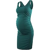 Liu & Qu Women's Maternity Sleeveless Tank Dresses Side Ruching Bodycon Dress for Daily Wearing or Baby Shower