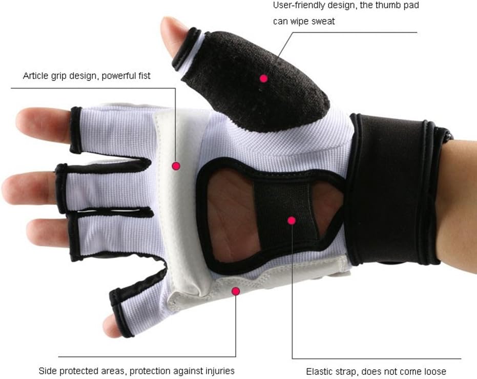 Baselay Half Finger Taekwondo Gloves, WTF Approved Muay Thai Sandbag Boxing Training Punching Bag Half Mitts Sparring Martial Arts Karate Fighting Glove for Men Women Kids : Sports & Outdoors
