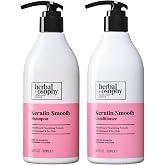 Herbalosophy Keratin Shampoo &amp; Conditioner Set for Dry, Damaged Hair | Keratin-Enriched Care, Helps moisturize dry hair,smooth frizz,improve manageability for color-treated strands 16.9oz*2