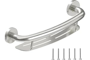 HEALTHCRAFT Plus 2-in-1 Shampoo Shelf and Grab Bar, 19.5 inch | ADA Compliant Wall-Mounted Safety Grab Bar for Bath and Showe