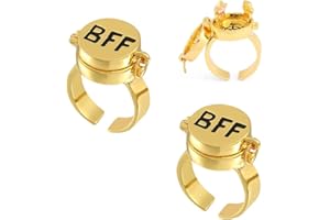 Rrdaily SpongeBob BFF Rings for 2 Best Friends Gold Cartoon Anime Aesthetic Rings Cute Rings Matching Couple Rings Adjustable Aesthetic Jewelry Gift for Teen Girls