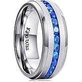 King Will Titanium Wedding Band for Men Women-8mm Black/Silver/Gold Wedding Ring with Cubic Zirconia CZ Inlay Matte Finish Engagement Promise Ring Comfort Fit Size 7-14