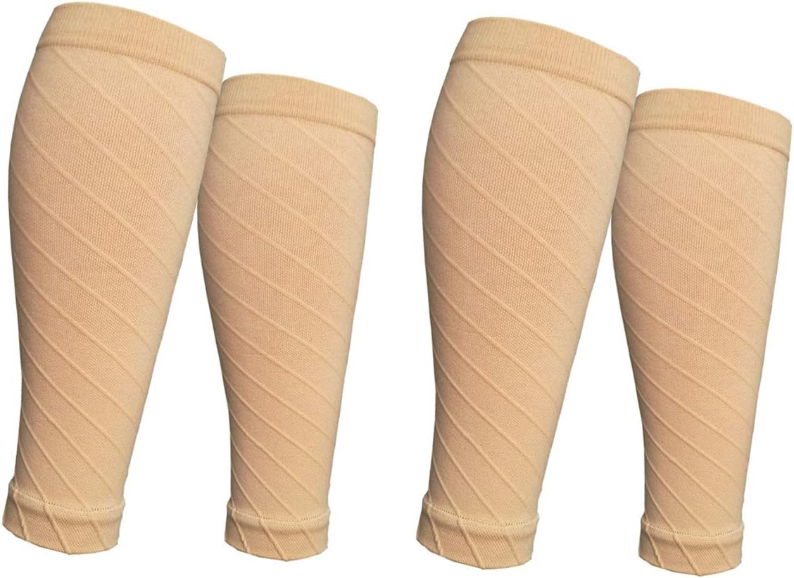 (2 PAIRS)Compression Sleeve - For Shin Splints, Calf Strains, Sports Recovery - Leg Socks For Men and Women - Black - Calf Guard for Running, Marathon, Rugby, Walking, Tennis, Golf, Cycling, Maternity