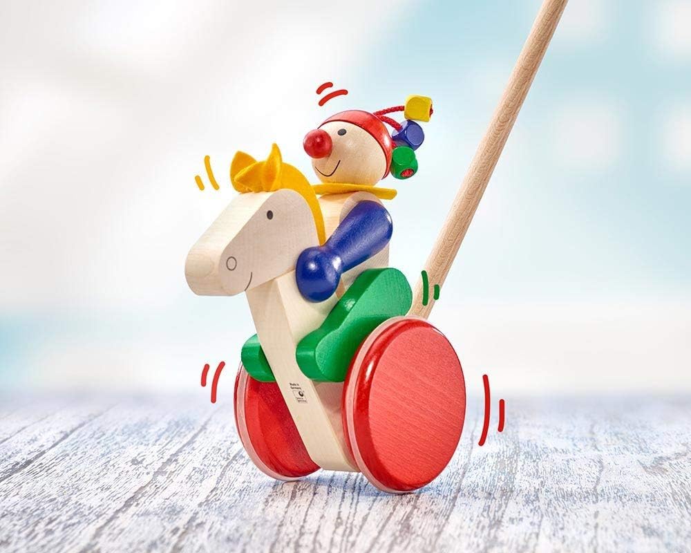 Selecta 62029 Trotto Sliding Figure, Sliding and Pull-Along Toy Made of Wood, 17 cm, 54.7 x 15.5 x 8.5 cm