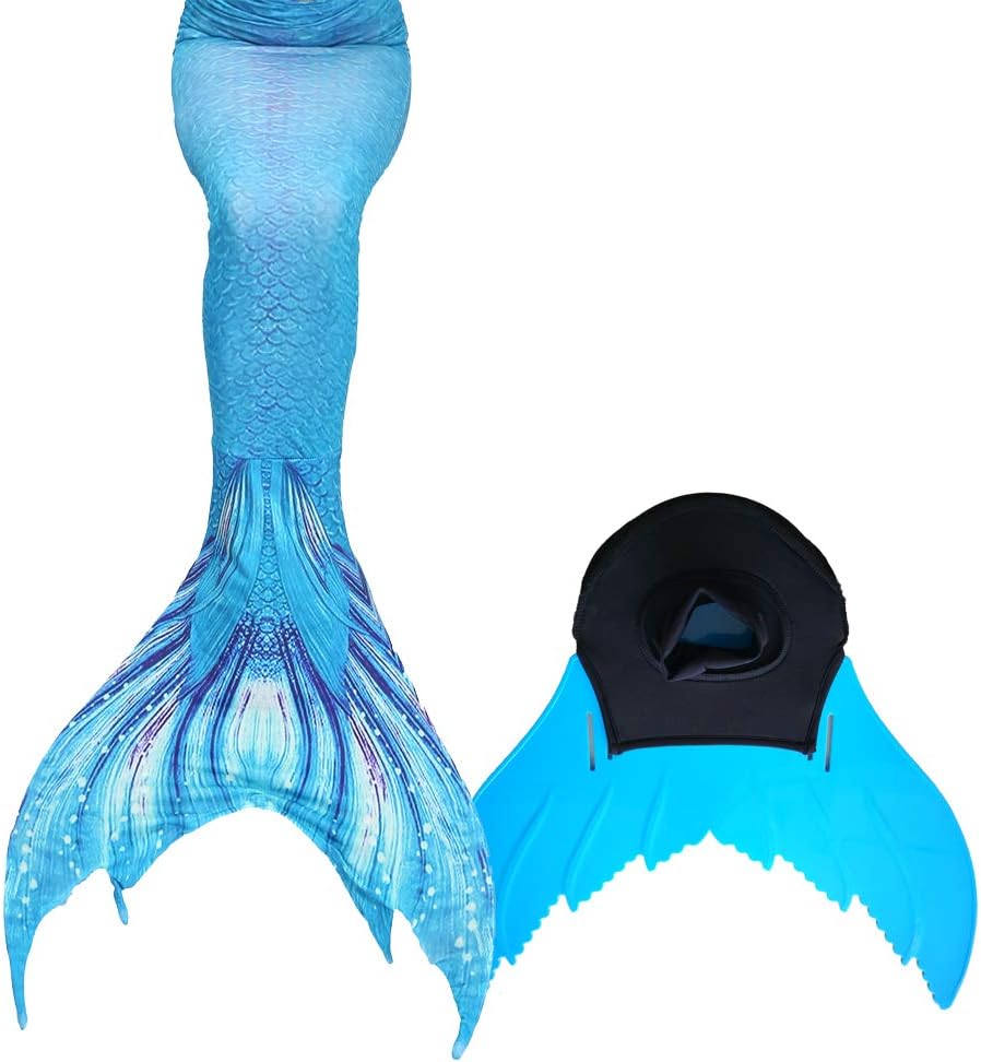 New Kids Unisex Adults Mermaid Tail Swimmable Wear, Includes Monofin (Adult Medium, Blue A)