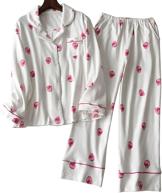 Amazon Ykzx パジャマ レディース 長袖 綿100 ルームウェア レディース 部屋着 レディース 上下セット 春秋冬 前開きシンプル パジャマ バレンタインデーのプレゼント パジャマ ルームウェアセット 通販