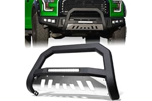 Stehlen 733469493037 Compatible With 1997-2003 Ford F150 F250 Light Duty / 2004 Heritage / 1997-2002 Expedition Advance Series Aluminum LED Bull Bar - Matte Black/Brush Aluminum Skid Plate