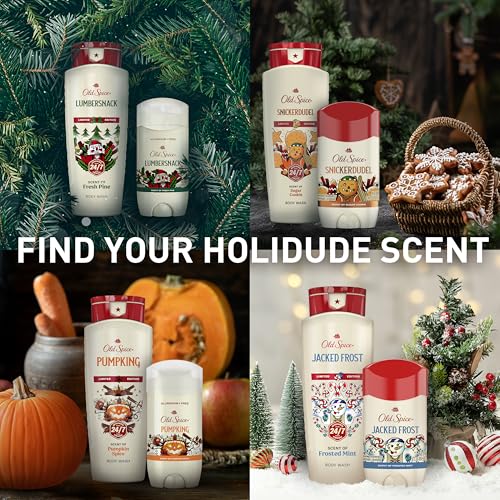 OLD SPICE BODY WASH FOR MEN, HOLIDUDES HOLIDAY EDITION, 24/7 HOLIDAY FRESHNESS, LASTING SCENT AND RICH LATHER, STOCKING STUFFER, LUMBERSNACK WITH FRESH PINE SCENT, 16 OZ