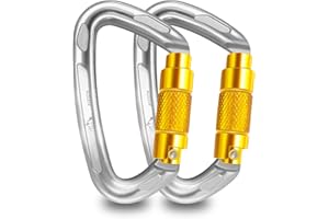 AINIKEY UIAA Certified Professional Heavy Duty Large Locking Carabiner Clips Climbing Carabiner 25kN Auto Locking Carabiner for Rock/Ice Climbing Rappelling Rescue Swing etc, D Shaped