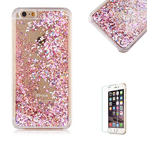 iPhone 5S Case,iPhone 5 Cover ,Funyye 3D Creative Floating Water Liquid Small Love Hearts Design Luxury Sparkly Bling Glitter Protective Case for Apple iPhone 5S 5-Rose gold