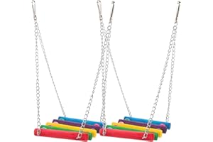 GLEAVI 2Pcs Wooden Bird Swing for Parrots and Birds, Wear-Resistant Household Parrot with Colorful Hanging
