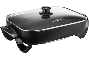 Brentwood BTWSK75, Electric Skillet with Glass Lid (1,400W/16-Inch), Black