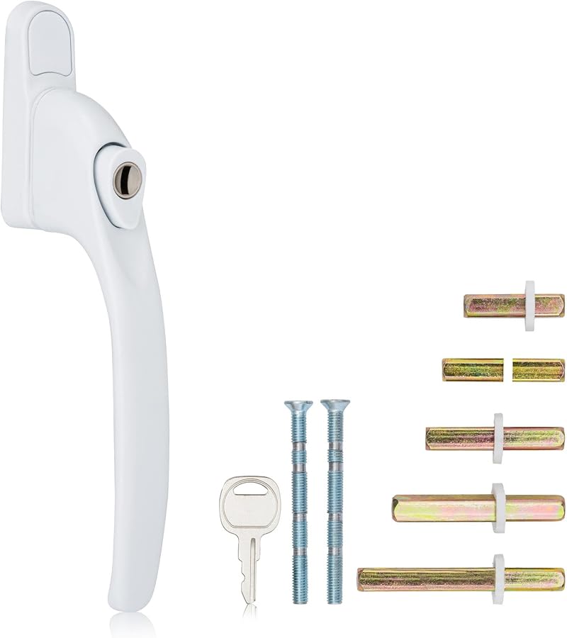 XFORT Key Locking Inline Window Handle White UPVC Replacement Lever Child Safety