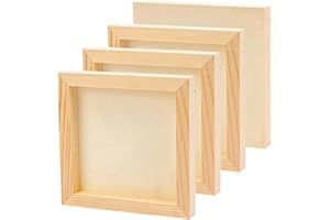 PONGJA 4 Pack 10 x 10 Inch Unfinished Wood Cradled - Wooden Canvas Panels Boards for Painting, Drawing and DIY Crafts Projects