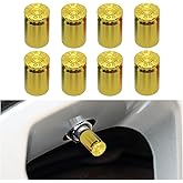 Zpana Car Tire Valve Stem Caps, 8PCS Dustproof Bullet Shaped Vehicle Air Stem Covers, Aluminum Alloy Airtight Automotive Replacement Accessories, Universal for SUV, Sedan, Truck(Gold)