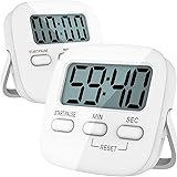 Kitchen Timer, 2 Pack Digital Kids Timers [ Upgraded Version ] Magnetic Countdown Timer with Loud Alarm, Big Digits, Back Sta