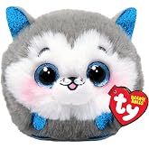 Ty Beanie Balls Slush the Husky with Glitter Blue Eyes, Soft and Round Plush Animals to Collect 8 cm T42539