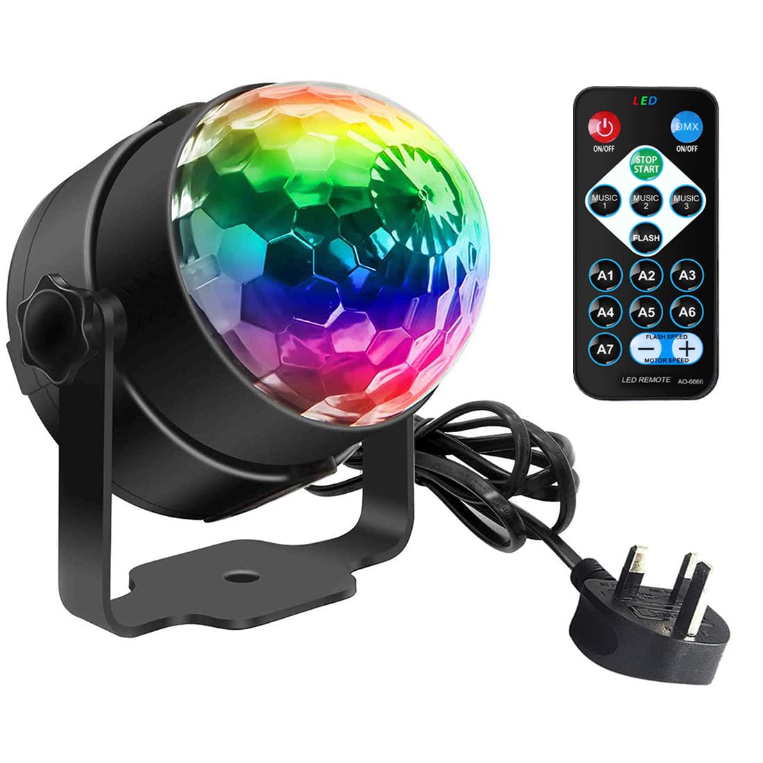 Disco Lights, SEBRUANC Mini Disco Ball LED Party Lamp Music Controlled Disco DJ 360° Rotating Ball Light 3W RGB Stage Lights with Remote Control for Home Parties Birthday KTV Party Christmas 1pc