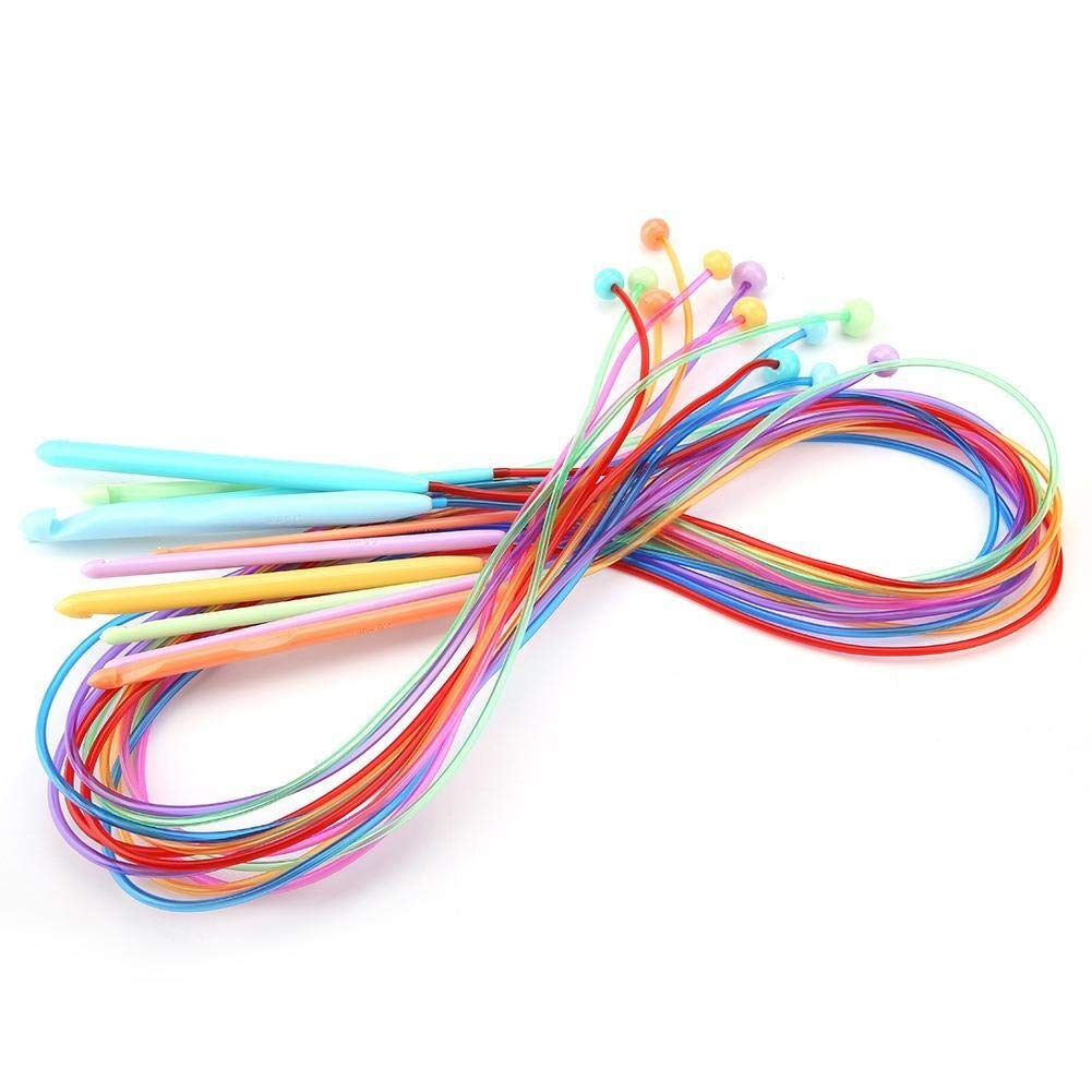 Broco Tunisian Crochet Hook Crochet Hook Set Long,ABS Plastic Afghan Set with Cable Carpet Rug Weave Knitting Needles 12Pcs