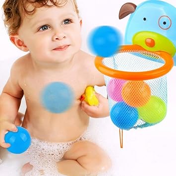 Cheap4uk Basketball Bath Toy Baby Bath Dabbling Toy Shooting Toy Basketball Hoop With 5 Ocean Ball For Baby Children Kids Toddlers