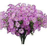 URSTOUD 6 Bundles Artificial Morning Glory,Fake Artificial Greenery UV Resistant No Fade Faux Plastic Flower for Wedding Bridal Bouquet Indoor Outdoor Home Garden Kitchen Office Table Vase(Fuchsia)