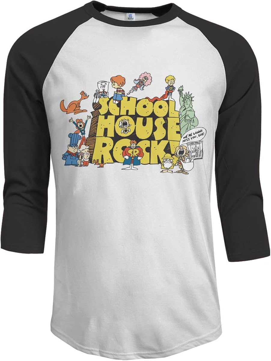 Schoolhouse Rock Men's Baseball TShirt Shoulder 3/4 Sleeve