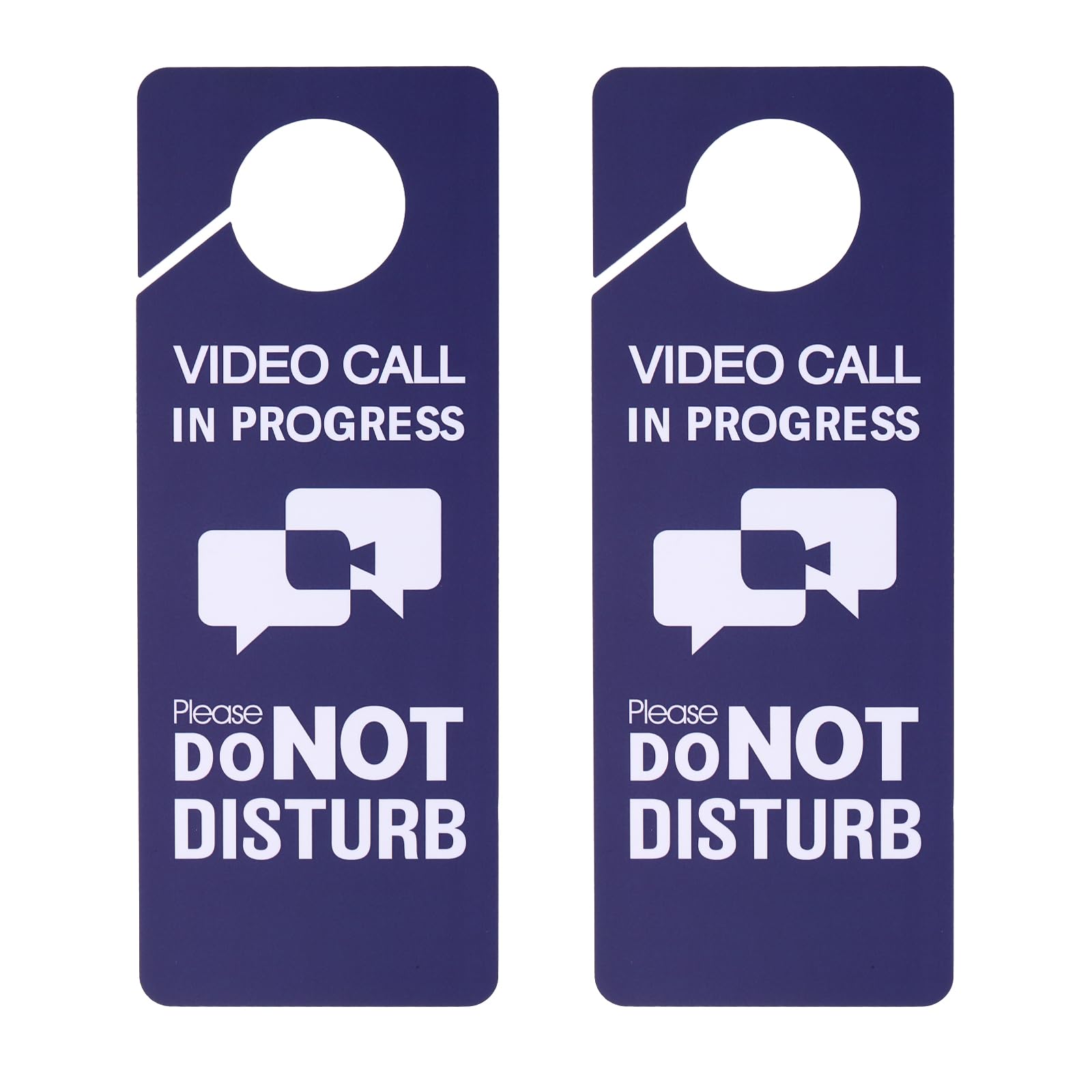 PATIKIL Do Not Disturb Door Hanger Sign, 2 Pcs PVC Double Sided Video Call in Progress Door Sign Decor for Office, Meeting, Session, Home, Recording, Purple, 9.3" x 3.5"