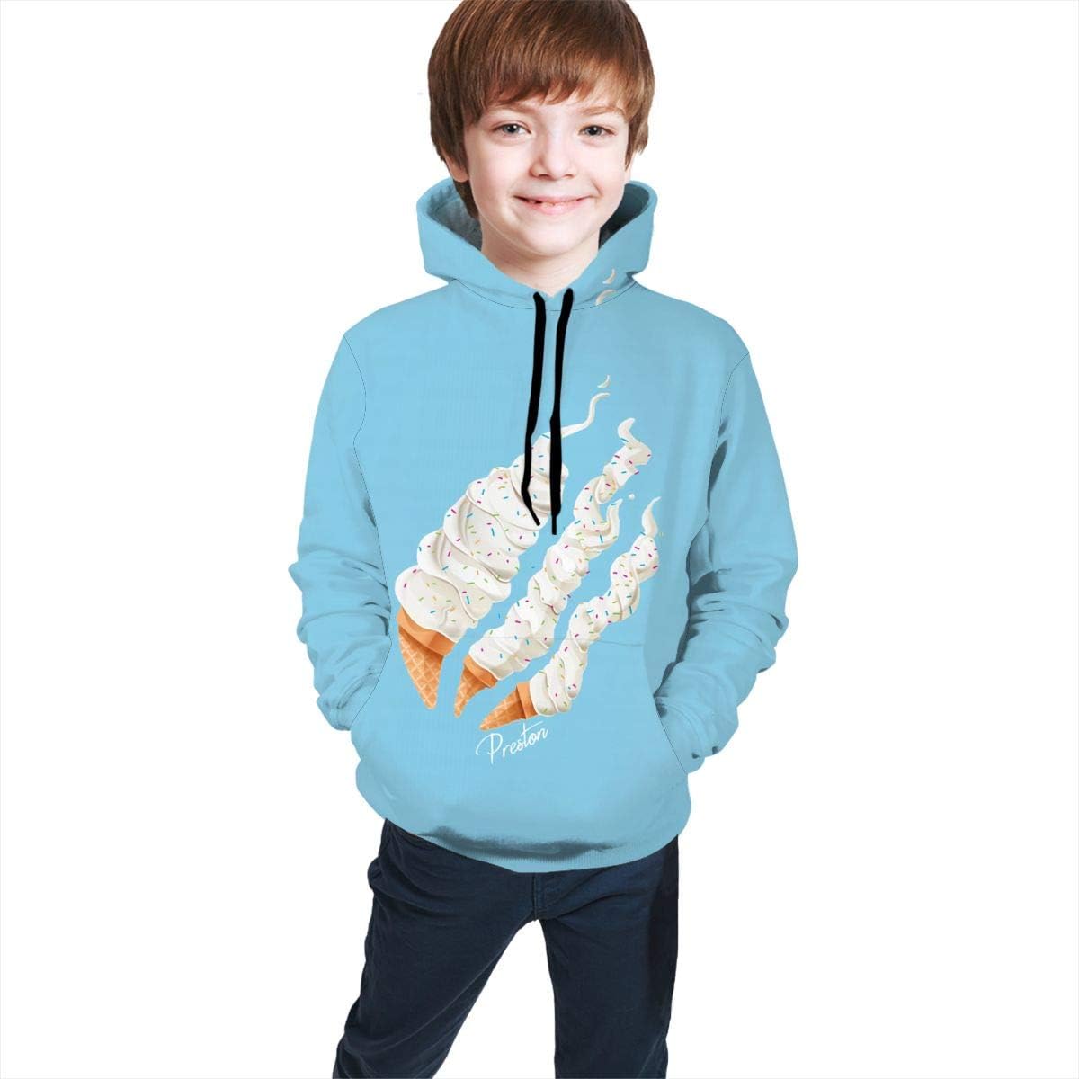 NIGUMIGU Preston Fire Nation Playz Gamer Flame Graphic Hoodie Boys Girls 3D Printed Hooded Sweatshirt with Pockets for Kids