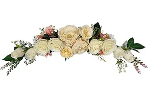Arch Flowers, OrgMemory Artificial Floral Swags, 20" Length in Bent, Decorative Swag, Artificial Flower Swag for Door Party Wall Home Decor (Champagne)