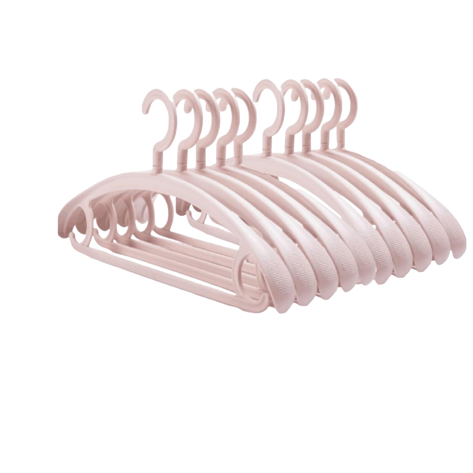 Trrcylp 10 Pack Heavy Duty Plastic Hangers 25 lb Capacity Swivel Hook Clothes Hanger Wide Shoulder Non Slip Thick Coat Hanger (pink)