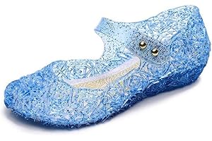 Kuzhi New Jelly Mary Jane Shoes Cosplay Frozen Elsa Anna Cinderella Princess Shoes for Kid(Toddler and Little Kid)