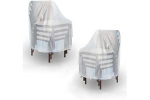 IndigoTempest9 Stackable Patio Chair Cover, Fits 4-6 Stackable Dining Chairs, 2 Pack -36" W x 28" D x 47" H, High Back Chair Cover, Waterproof Patio Furniture Covers, Translucent Frosted