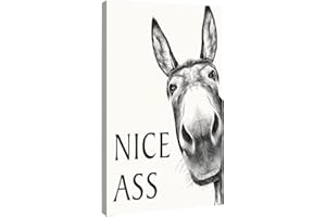 Nice Ass Picture, Funny Bathroom Wall Art, Abstract Farmhouse Home Canvas Print Painting, White and Black Wall Decor, Hilario